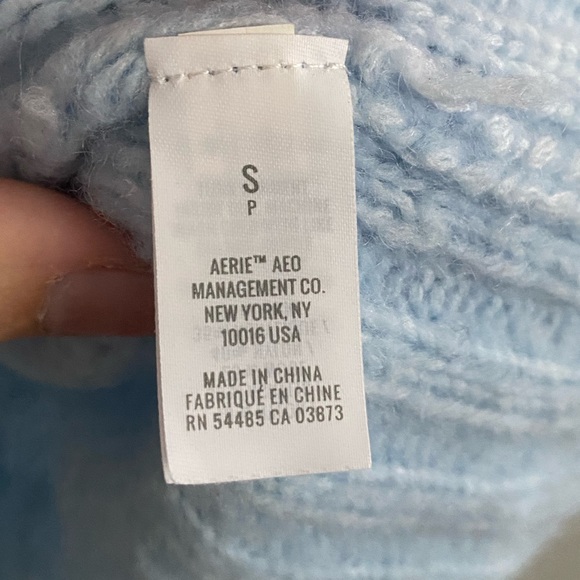 Aerie Womens Sweater Size Small Wool Blend Light Blue Knit Winter Cozy - Picture 6 of 8